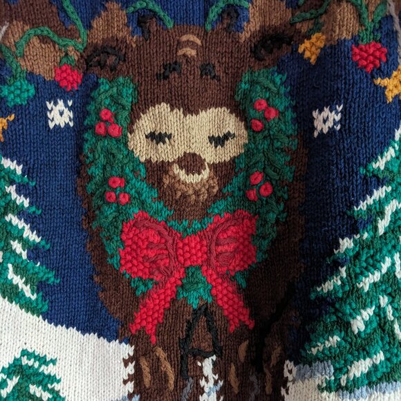 Vintage Hand knitted Signature by Northern Isles Reindeer Sweater Size Large - Picture 3 of 10
